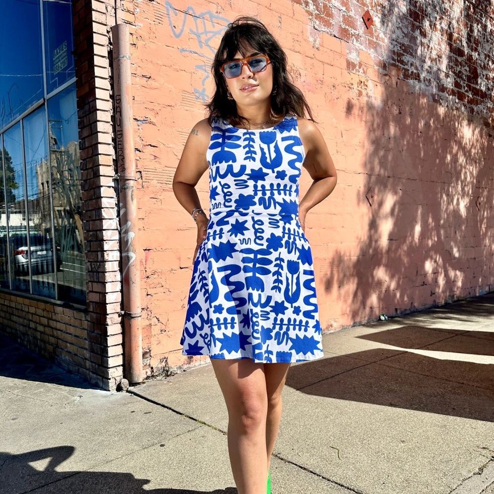 Nooworks Dutch Garden Brenda Blue and White Floral Dress